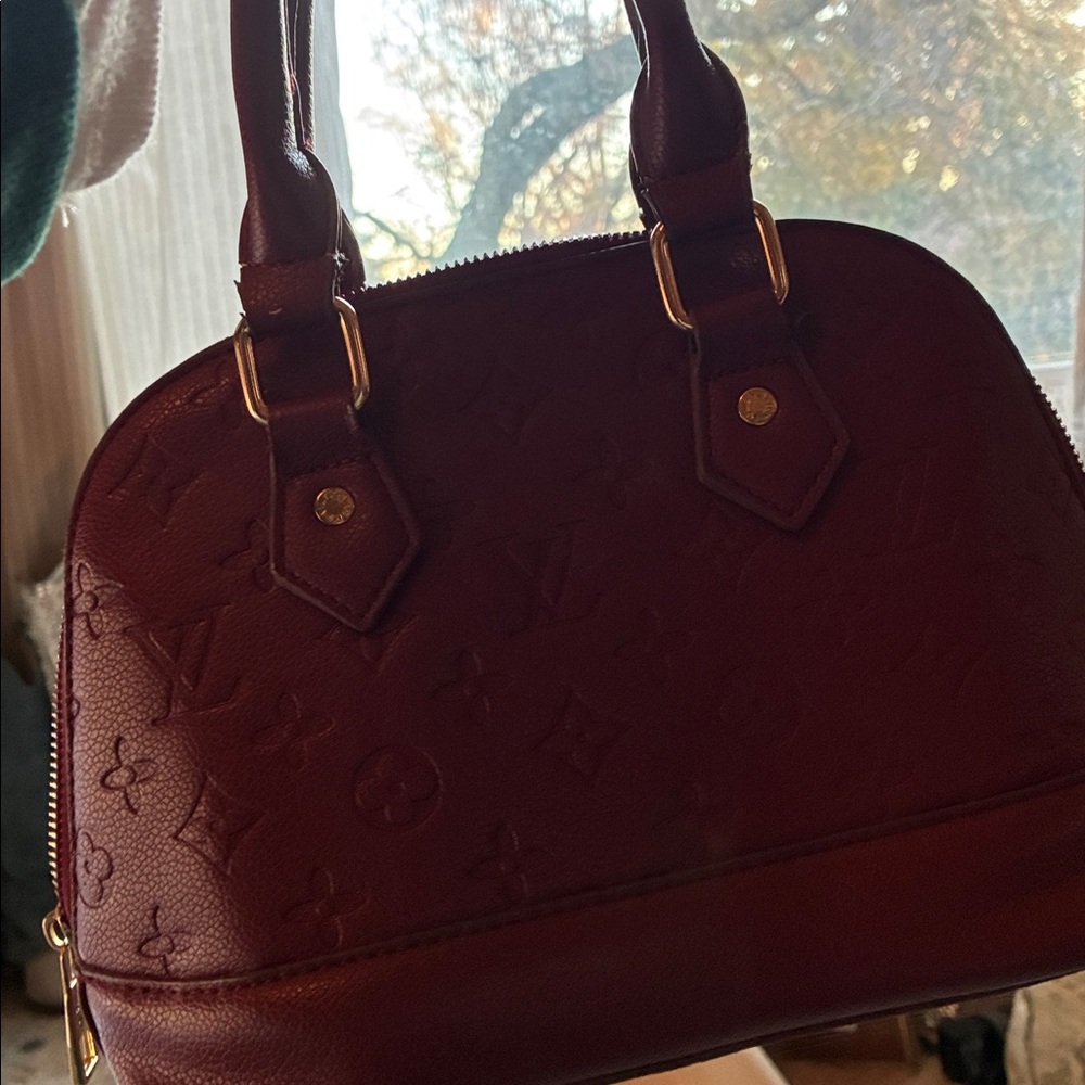 Burgundy Designer inspired Handbag - Picture 16 of 16